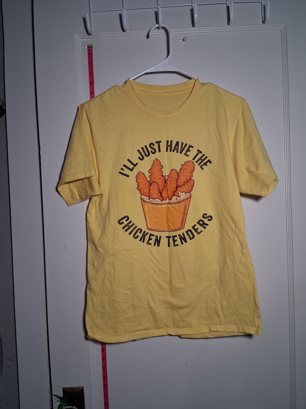 Yellow Graphic Tee - "I'll Just Have The Chicken Tenders" M